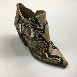 NWOB VINCE CAMUTO Cream Beige Brown Python Block Heel Booties Shoes